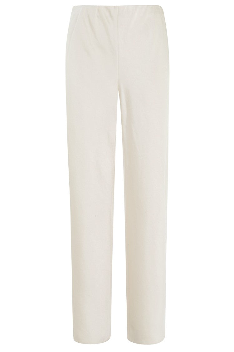 Vince Cream High Waist Fluid Satin Bias Polyester Straight-Leg Pants