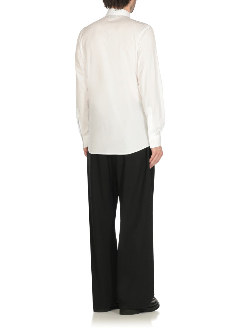 Moschino White Cotton Shirt With Contrasting Logo Embroidery