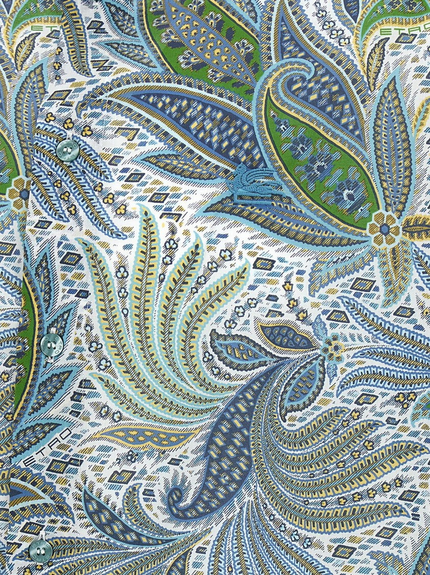 Etro Maxi Flowered Paisley Print Cotton Shirt