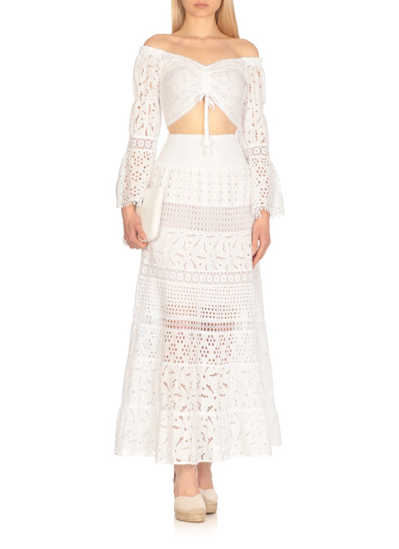 Temptation All-Over Lace White Cotton Top