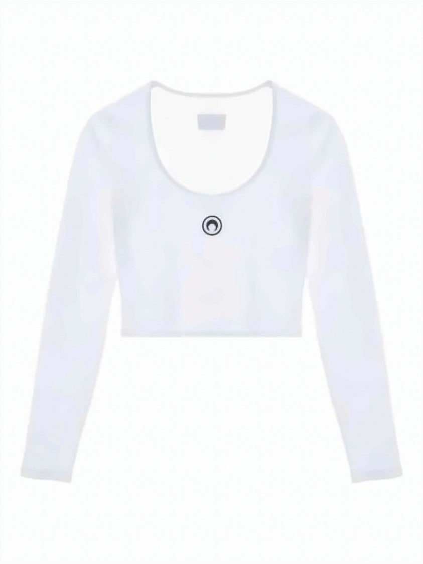 Marine Serre Cropped Long-Sleeve Top With Design