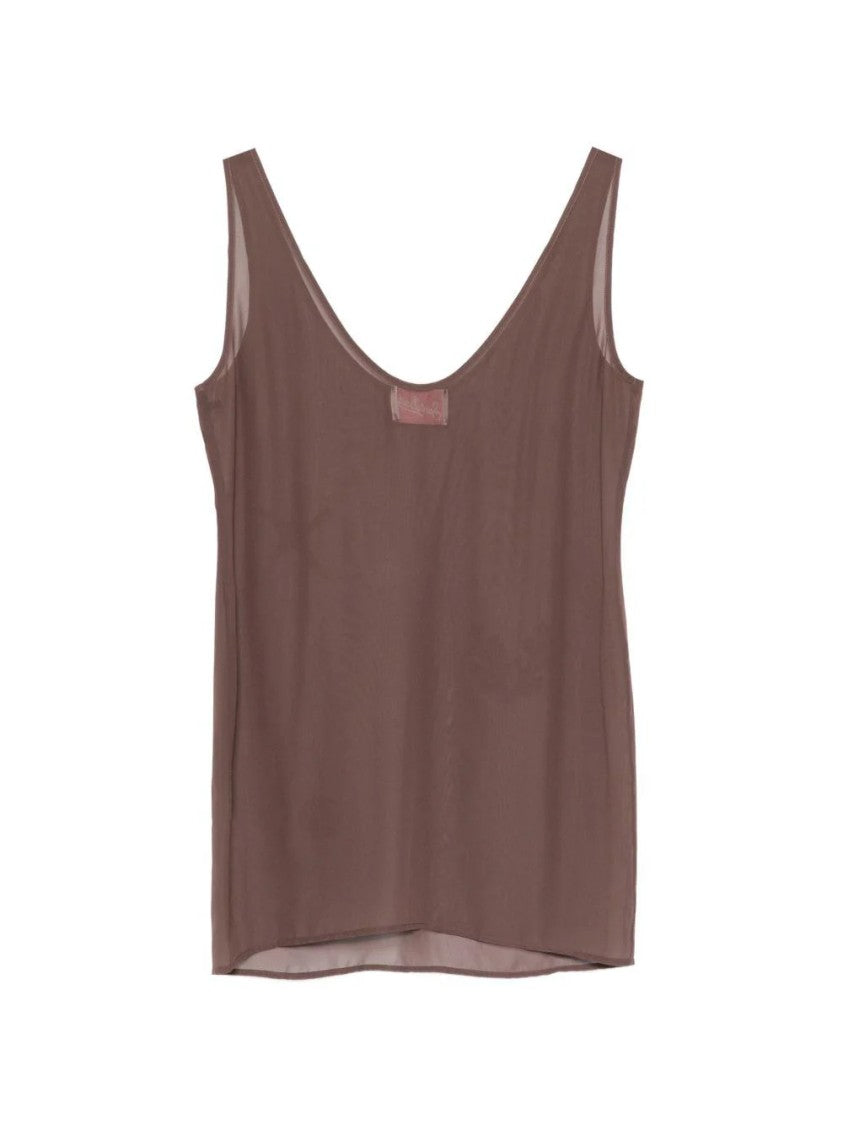 Mc2 Saint Barth Scoop Neck Sleeveless Top With Beaded Marine Appliqués