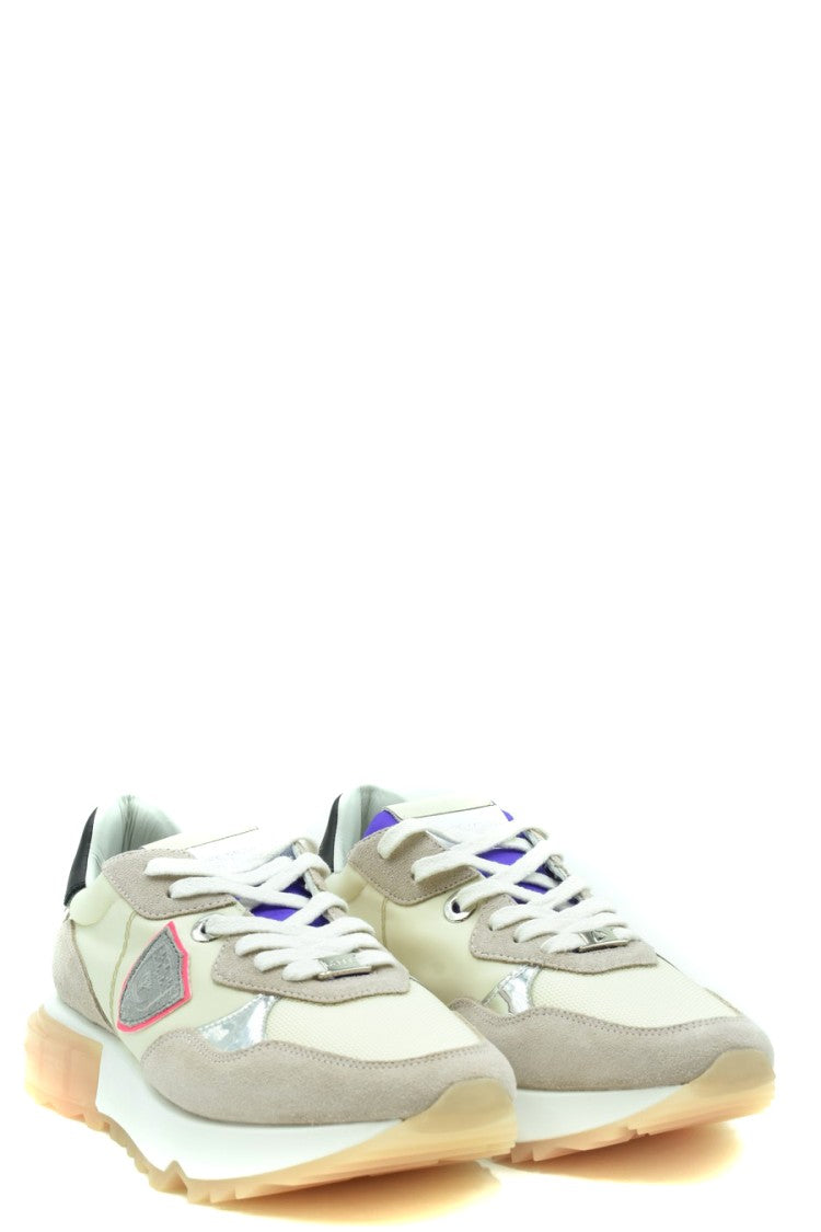 Philippe Model Beige Leather Translucent Sole Low-Top Sneakers