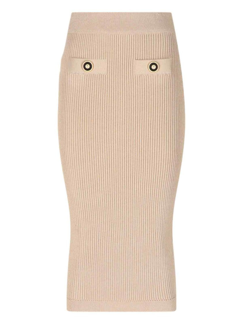 Balmain Knit' Midi Skirt – Beige