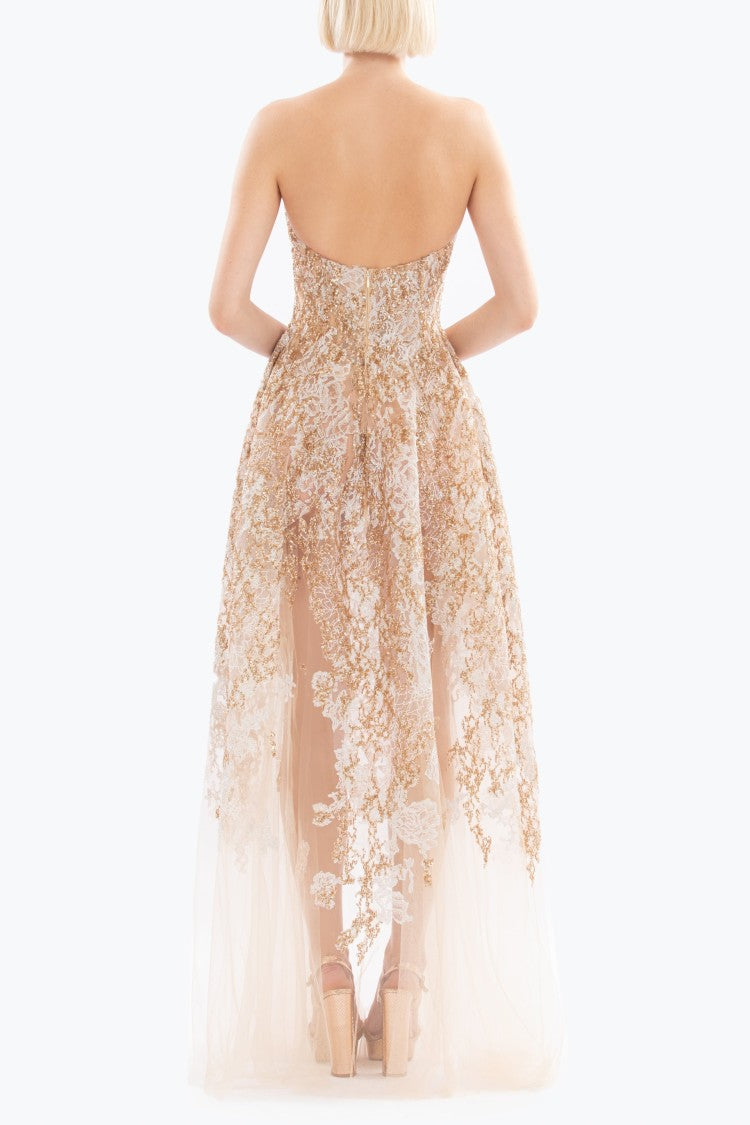 Saiid Kobeisy Embroidered Strapless Dress