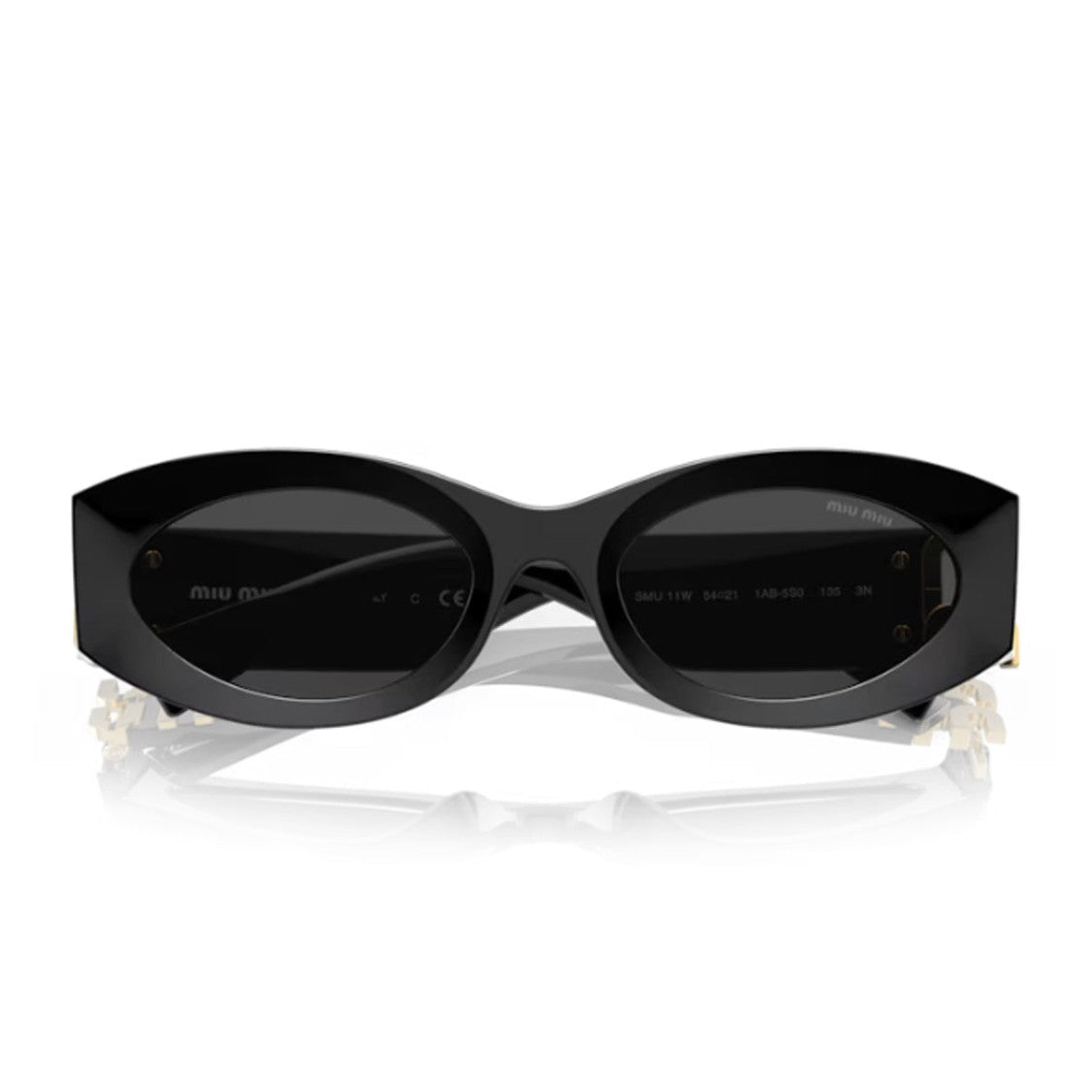 Miu Miu Elegant Oval Frame Sunglasses With Gold Accents