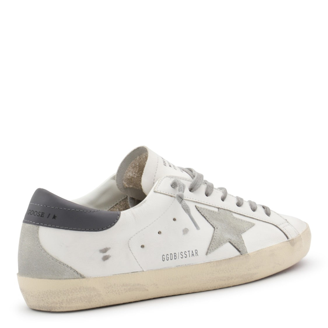 Golden Goose White Distressed Star Leather Sneakers