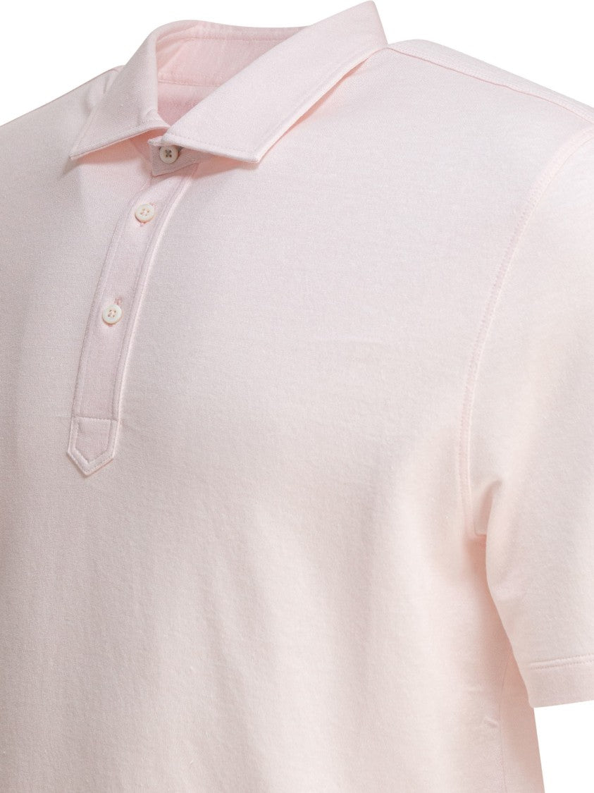 Brunello Cucinelli Short-Sleeve Polo Shirt In Light Pink