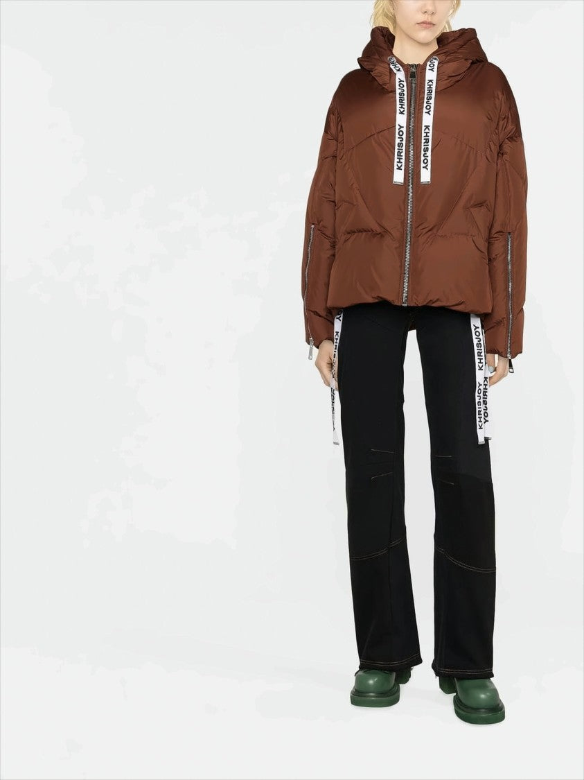 Khrisjoy Cropped Puffer Jacket With Hood And Branded Drawstrings
