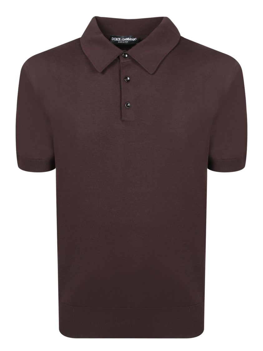 Dolce & Gabbana Brown Piqué Cotton Polo Shirt With Classic Collar