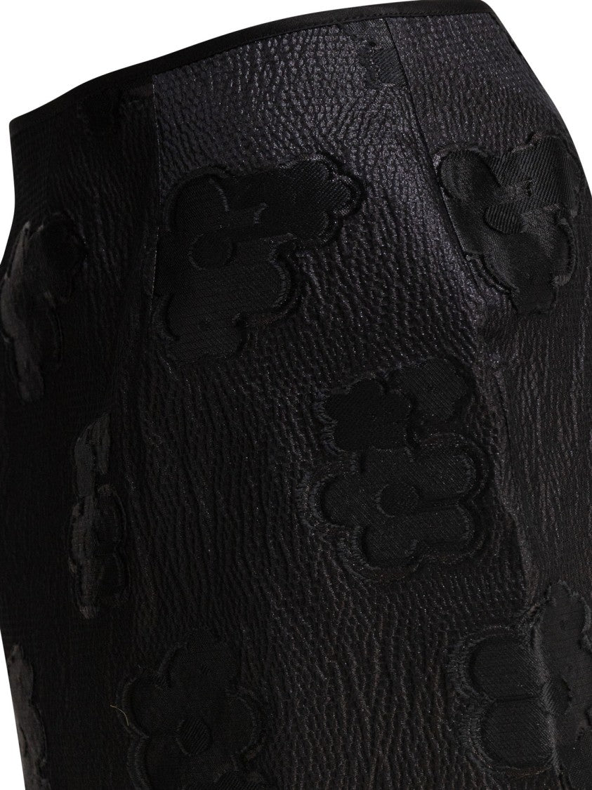 Cecilie Bahnsen Black Textured Skirt With Floral Embossing