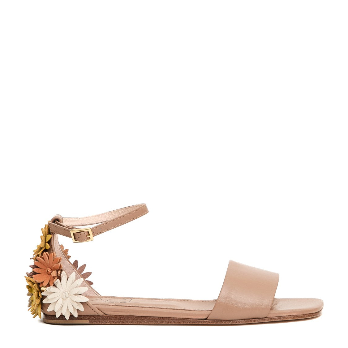 Agl Low Leather Sandals With Floral Appliqués