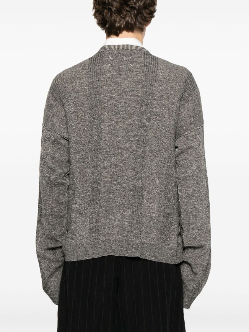 Maison Margiela Contemporary Grey V-Neck Oversized Sweater