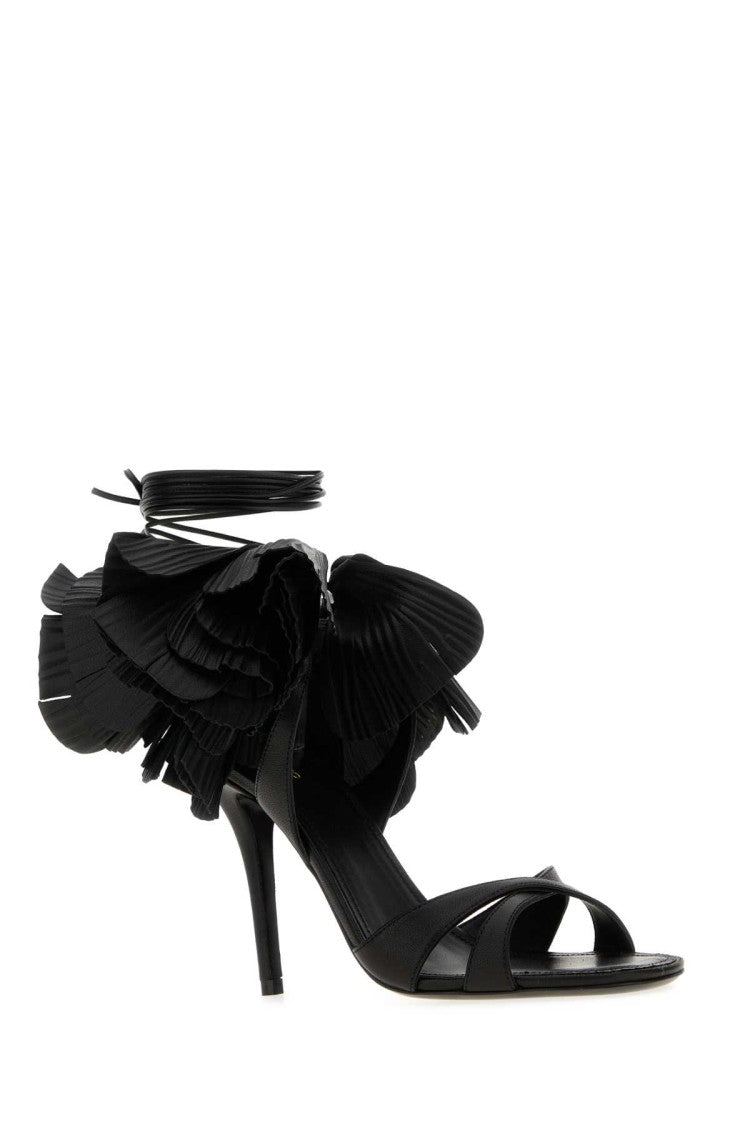 Salvatore Ferragamo Black Leather Estrella 95 Sandals