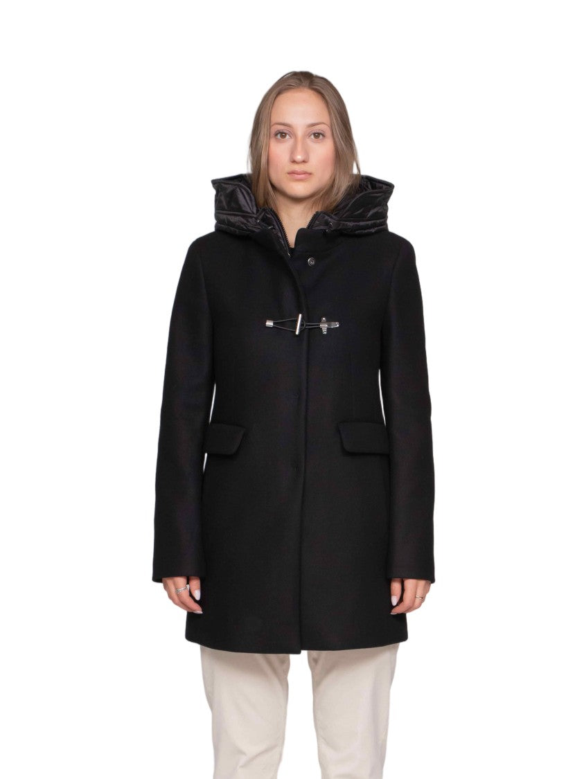 Fay Tailored Short Coat With Quilted Hood And Toggle Closure