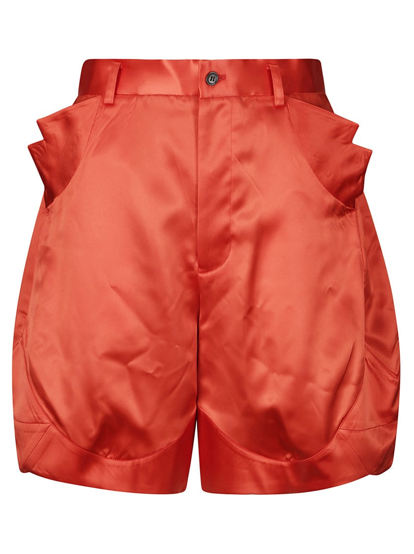 Comme Des Garçons Shiny Acetate Shorts With Unique Pocket Design