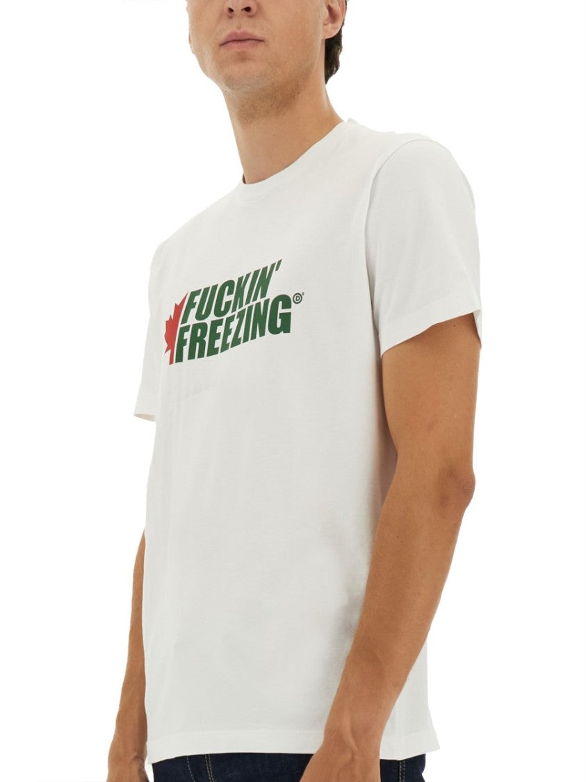 Dsquared2 Crew Neck T-Shirt With Maple Leaf Graphic