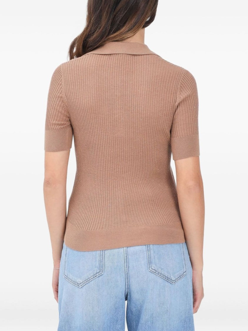 Max Mara Short-Sleeve V-Neck Knit Top