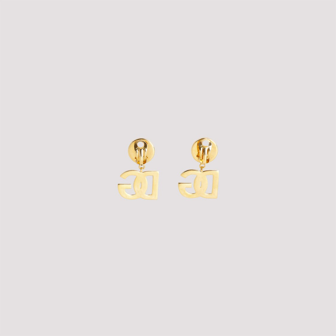 Dolce & Gabbana Gold Brass Earrings With Iconic Logo Pendant
