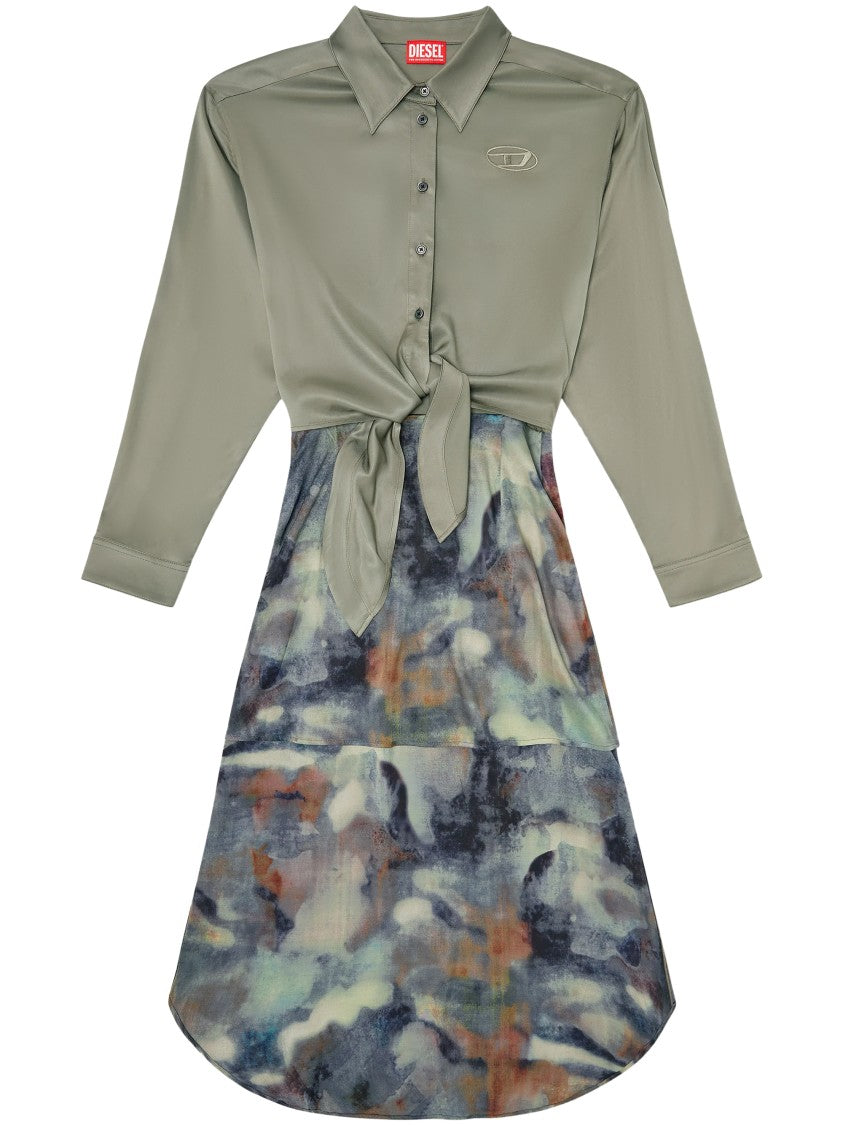 Diesel Shirt-Style Midi Dress With Tied Waist