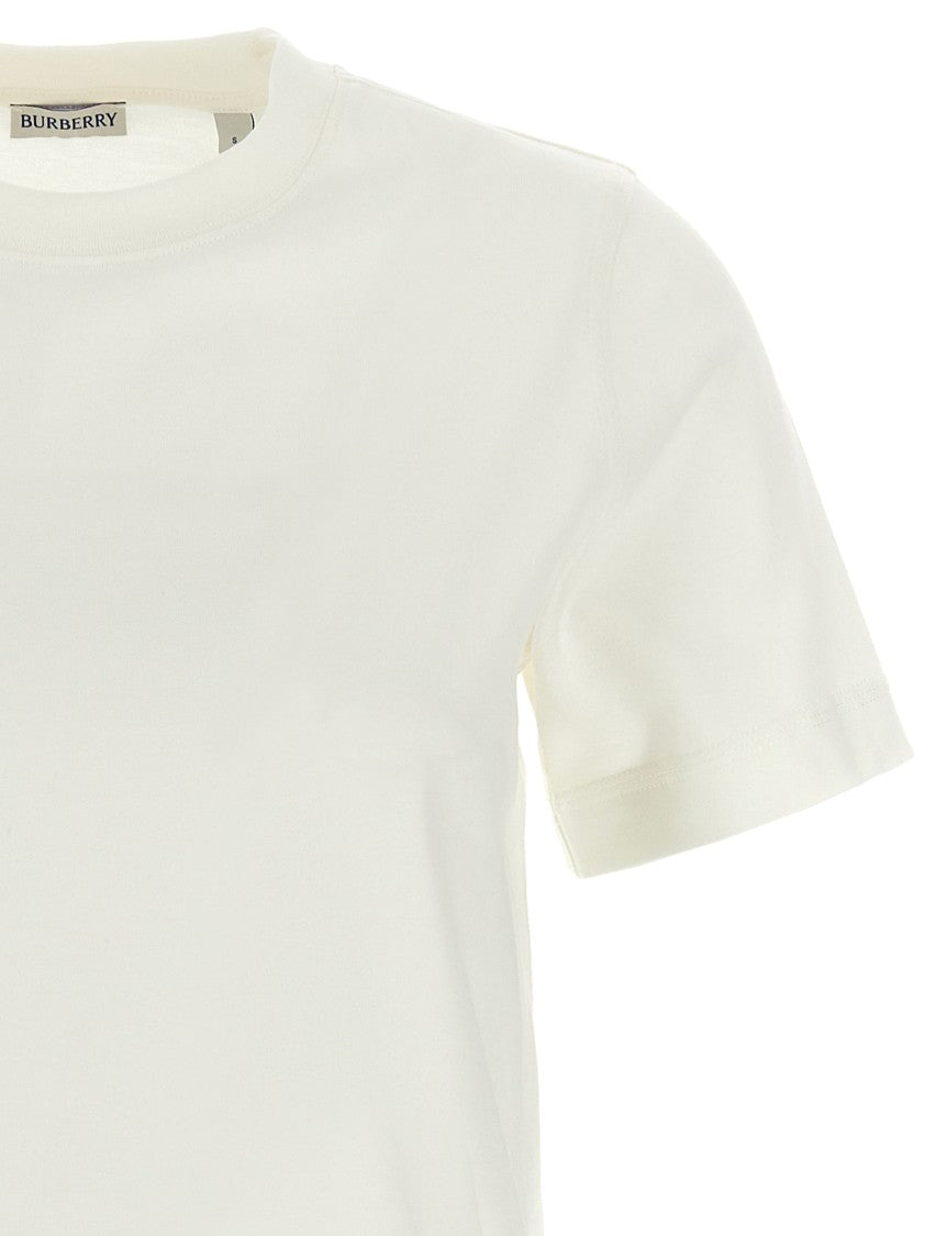 Burberry Classic White Cotton Jersey T-Shirt With Check Patch