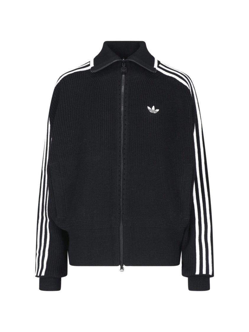 Adidas Black Firebird Striped Wool-Blend Cardigan