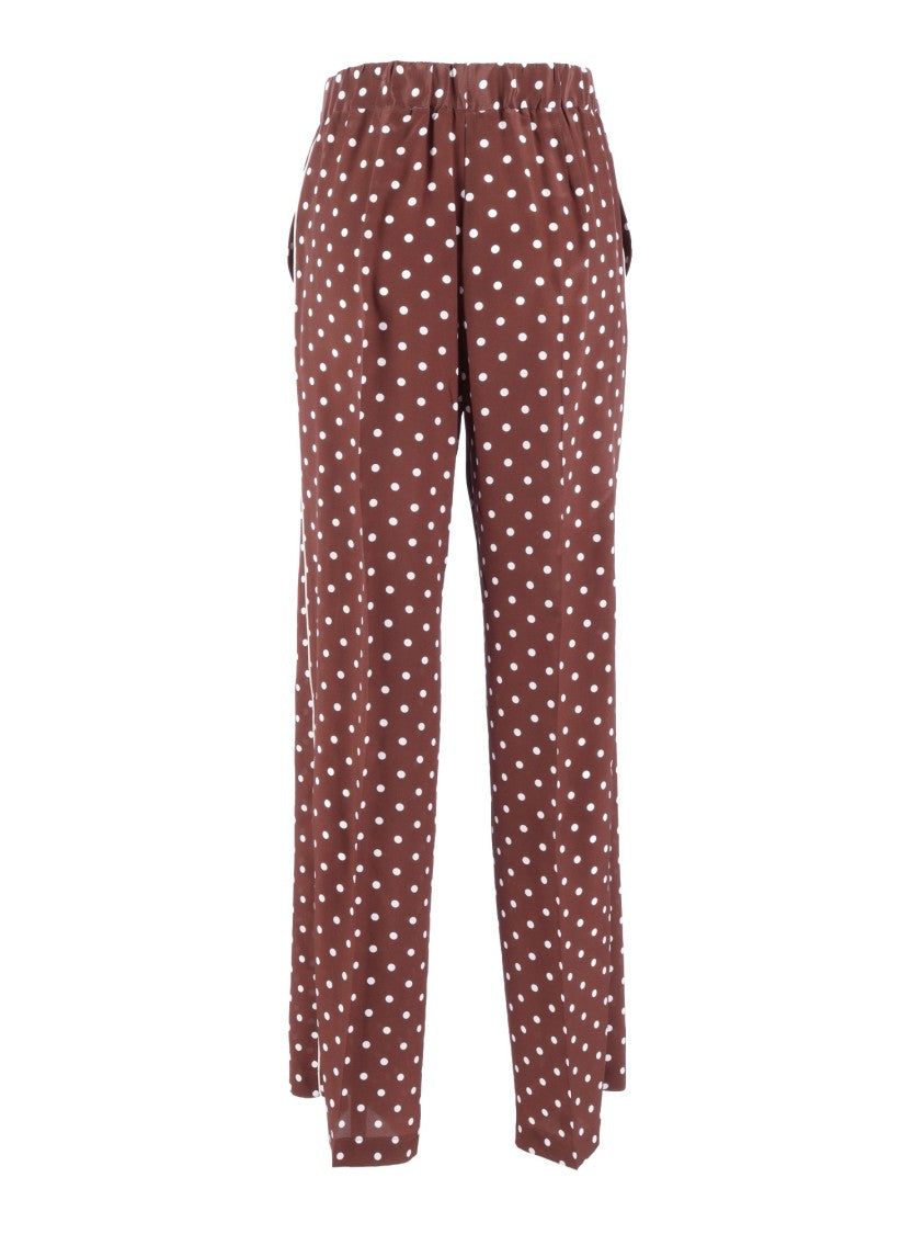 P.A.R.O.S.H. Polka Dot Silk Relaxed Straight-Leg Pants
