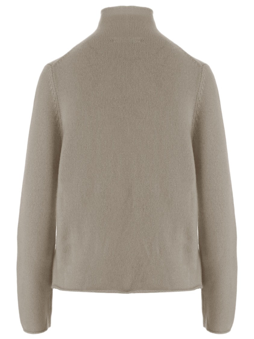 Allude Beige Patterned Knit Turtleneck Cashmere Sweater