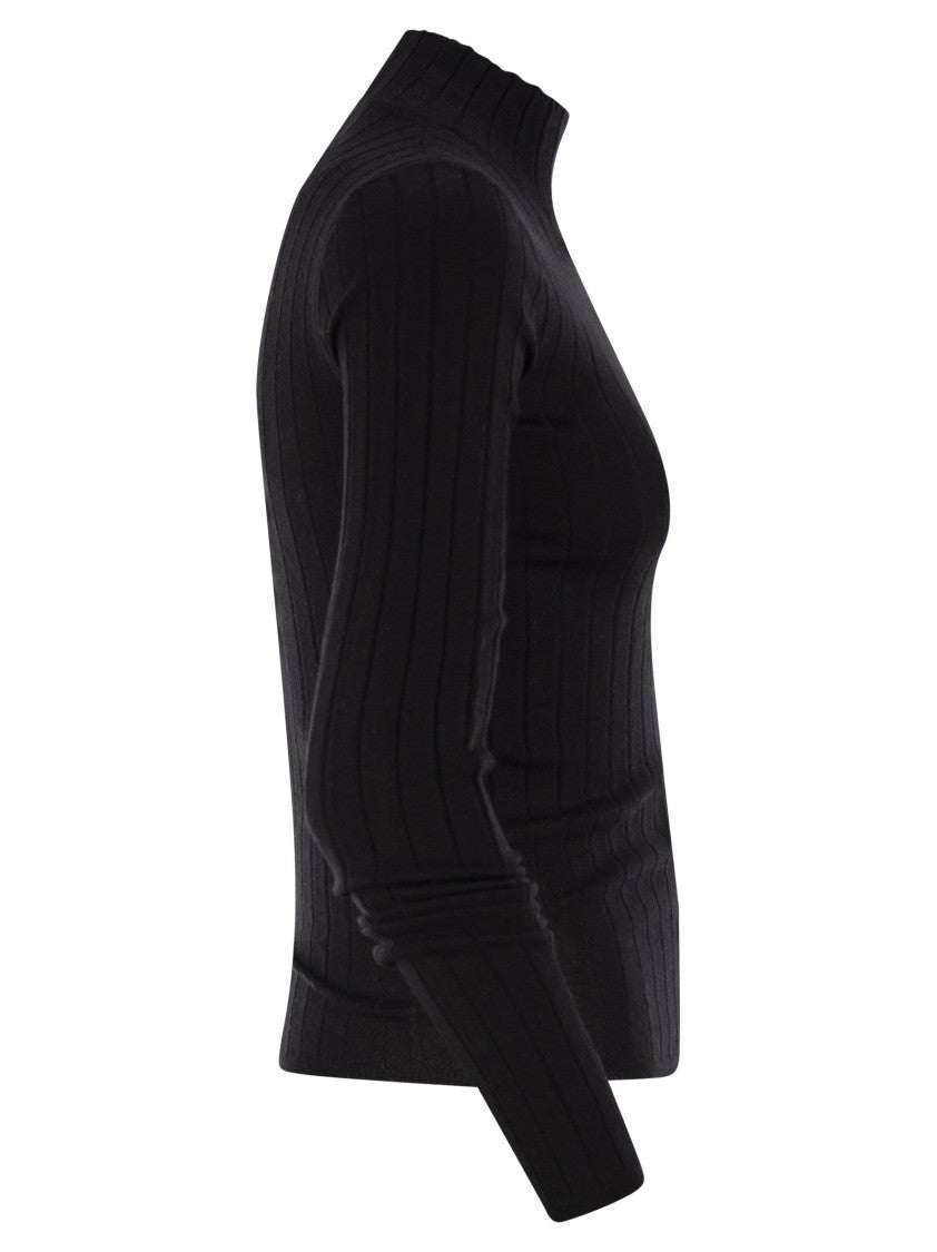 Brunello Cucinelli Lightweight Cashmere And Silk Broad Rib Sweater