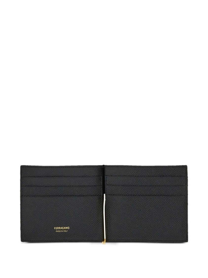 Ferragamo Textured Calf Leather Money Clip Wallet