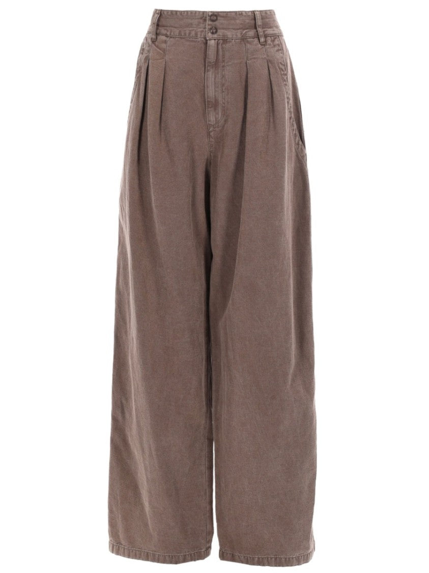 Isabel Marant Étoile Nadine Cotton Linen High-Waisted Pants