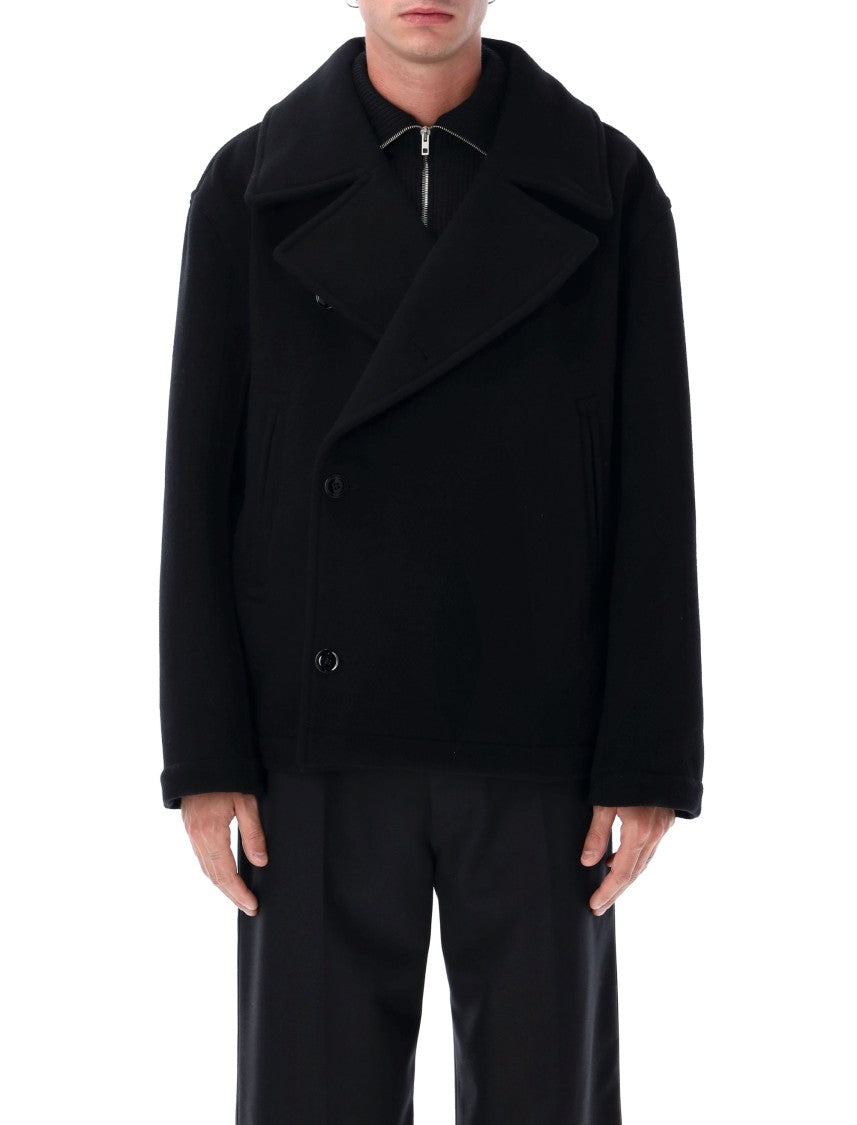 Lemaire Boxy Peacoat In Double-Faced Wool