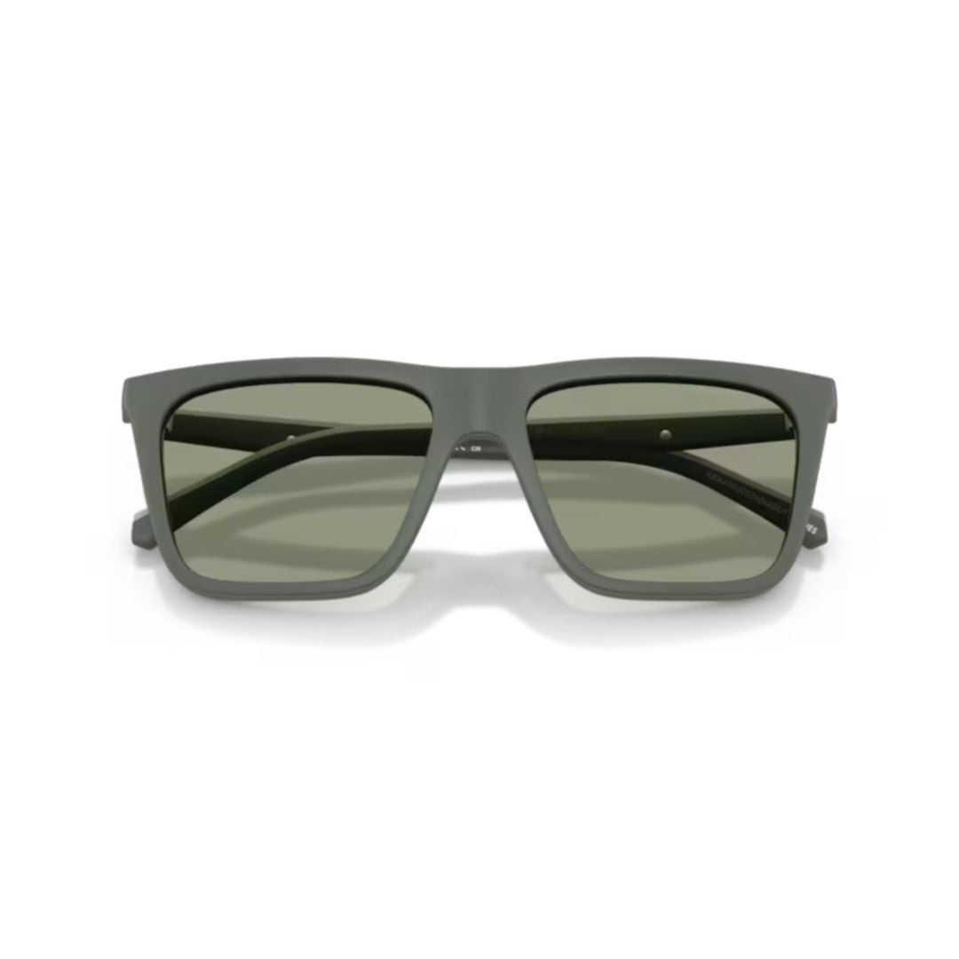 Emporio Armani 0Ea4258 Rectangular Matte Green Eyeglasses With Subtle Logo Detail