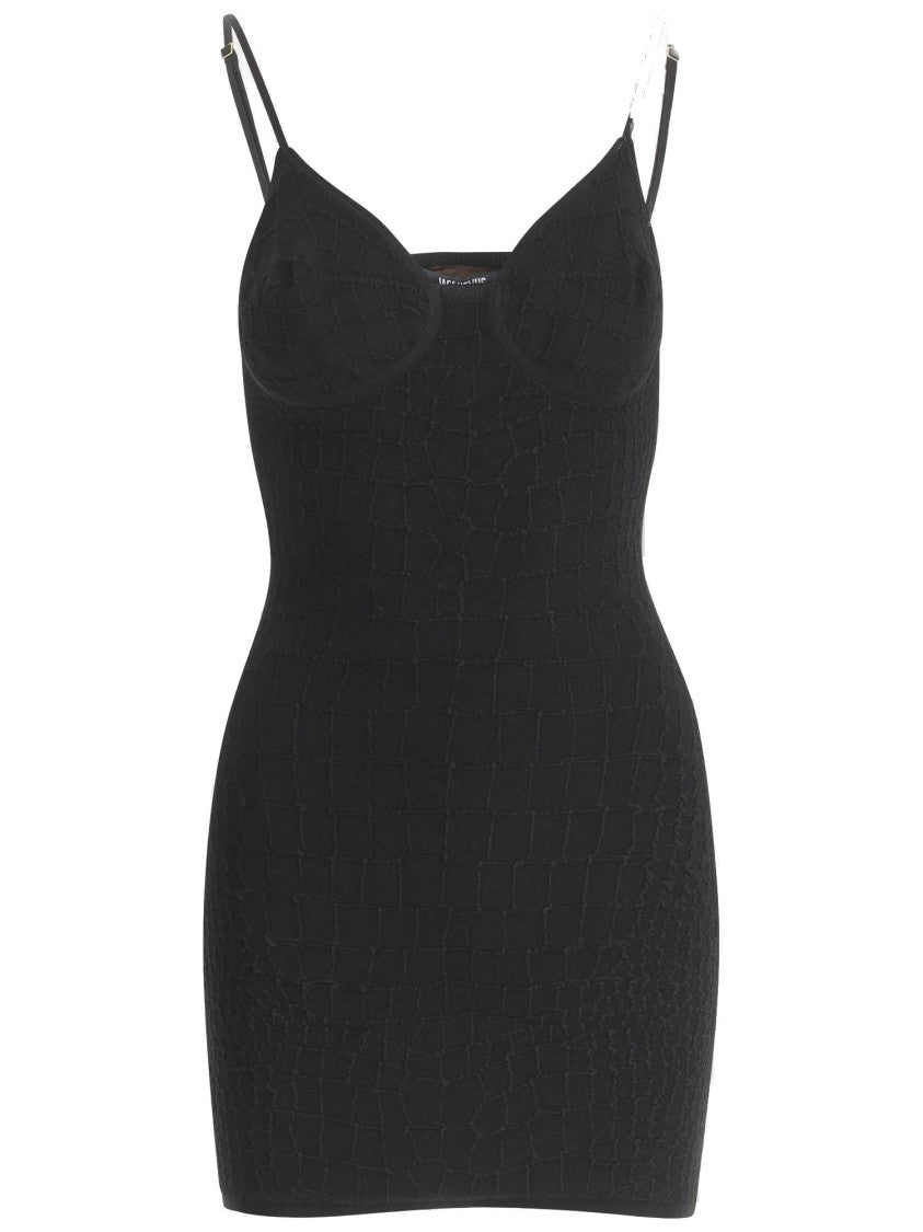 Jacquemus Crocodile-Embossed Short Scale Dress