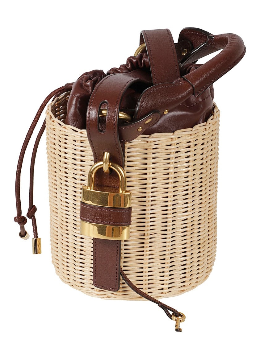 Chloé Cylindrical Woven Basket Bag With Leather Drawstring Closure