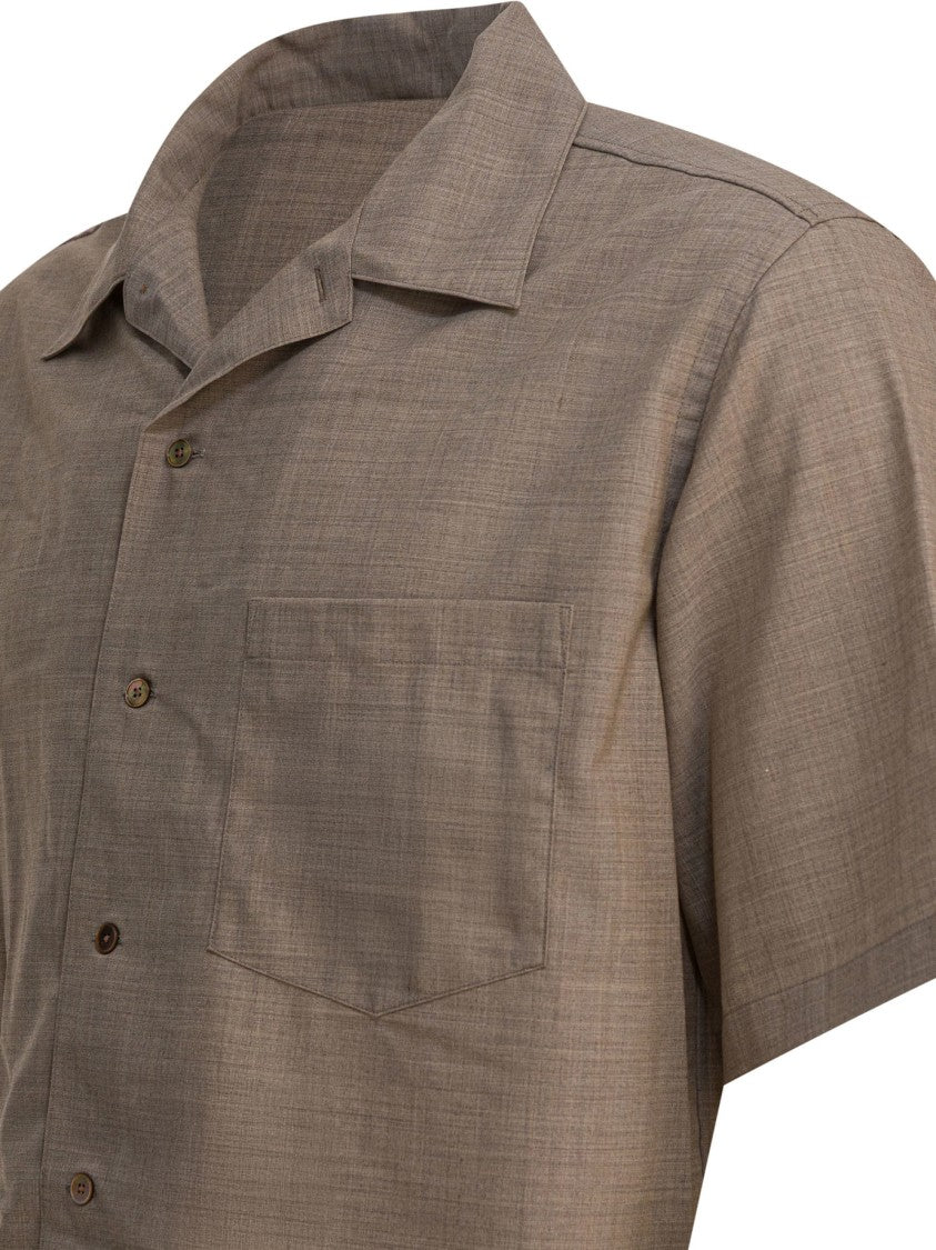 Auralee Tropical Wool Shirt With Classic Collar