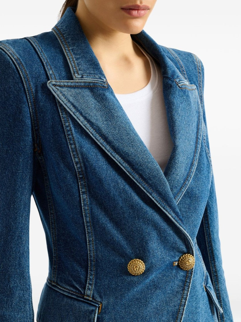 Balmain Structured Denim Jacket With Tailored Fit