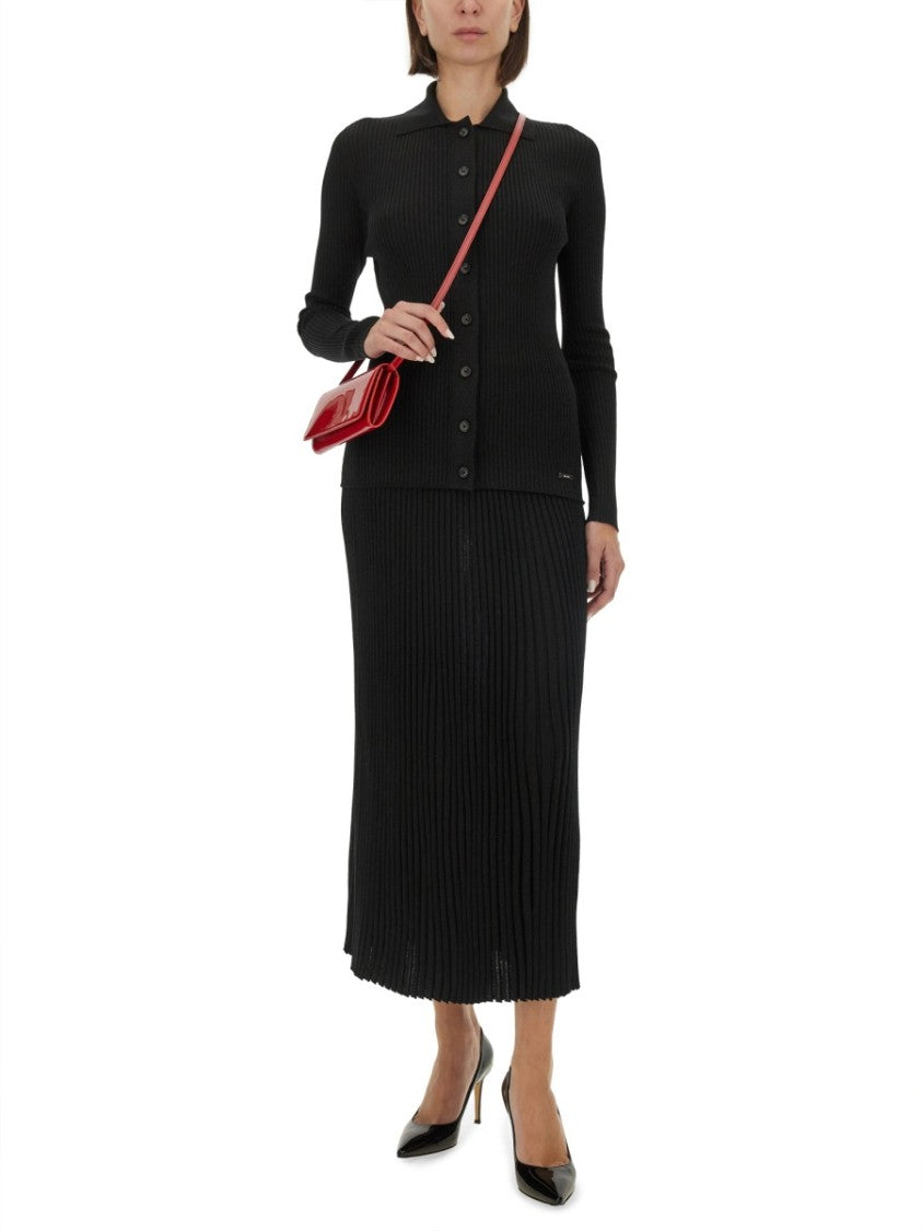 Kiton Black Ribbed Sweater With Classic Collar