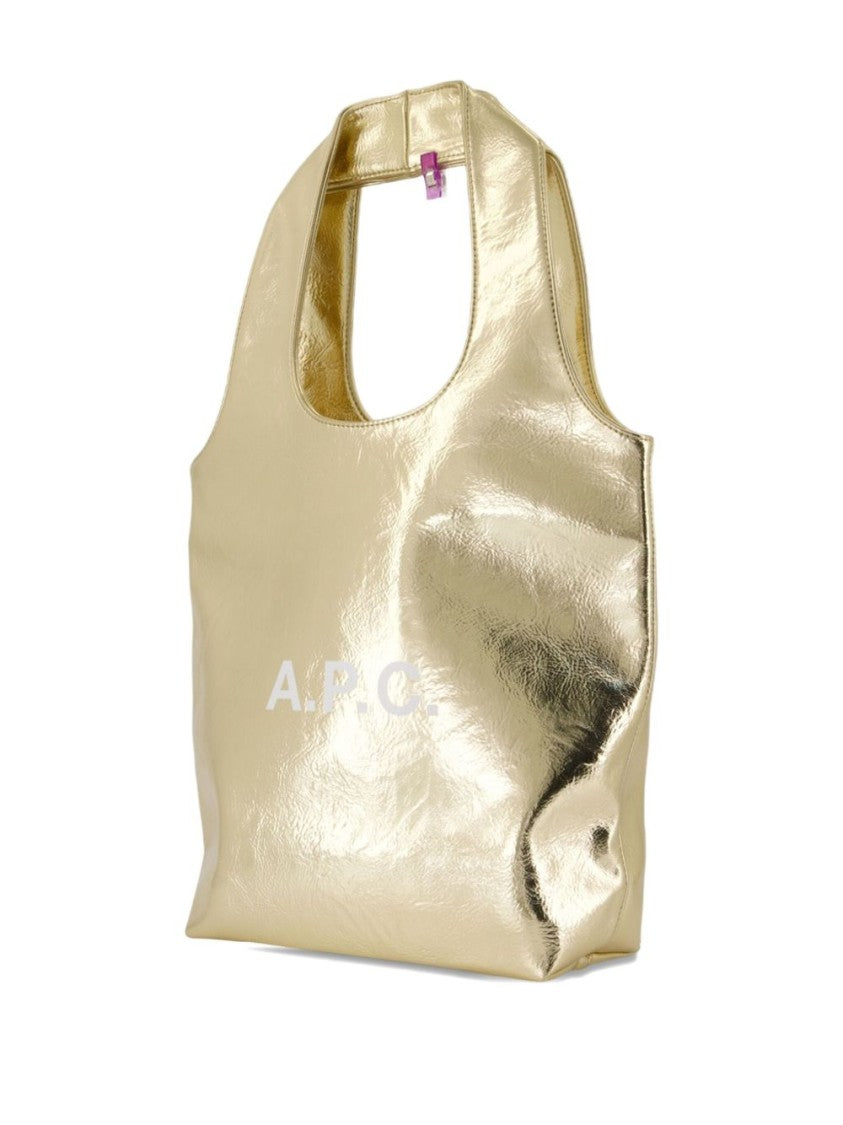 A.P.C. Gold Shoulder Bag With Logo Lettering And Wide Straps