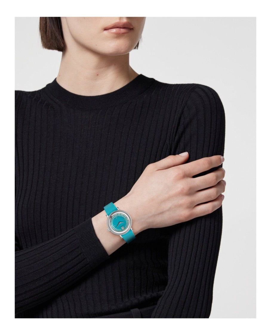 Versace Greca Flourish Leather Watch