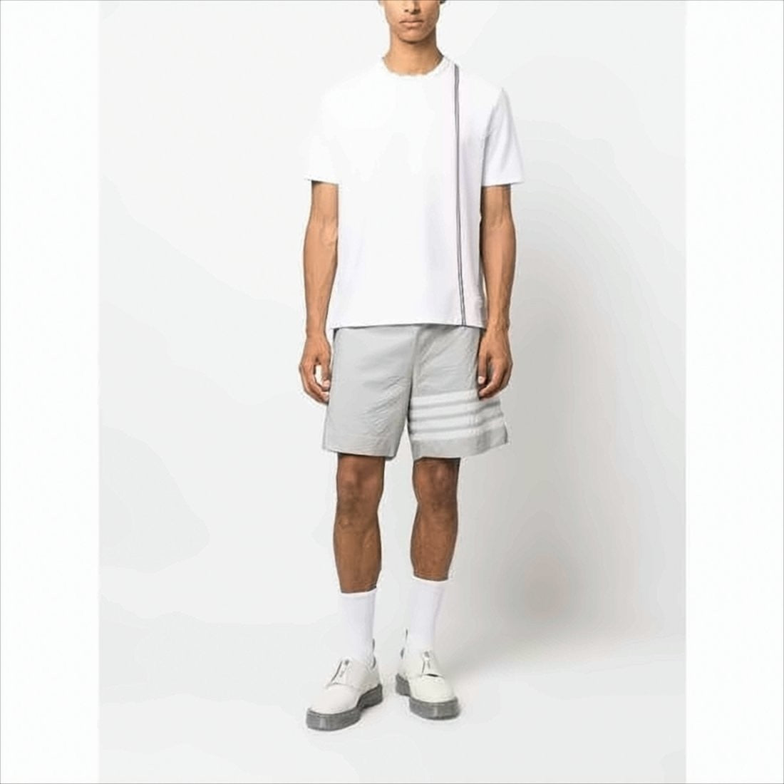 Thom Browne Short-Sleeved T-Shirt With Minimalist Stripe Detail