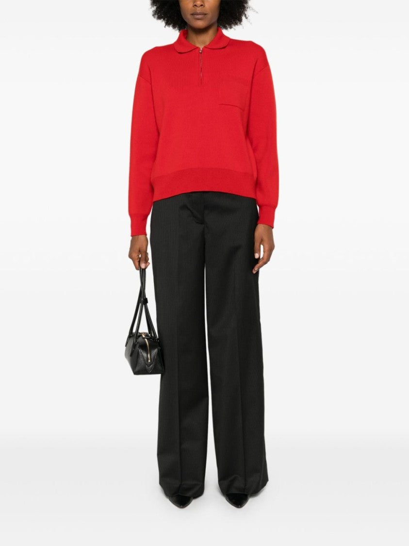 Officine Generale Black/Ecru Wool Trousers