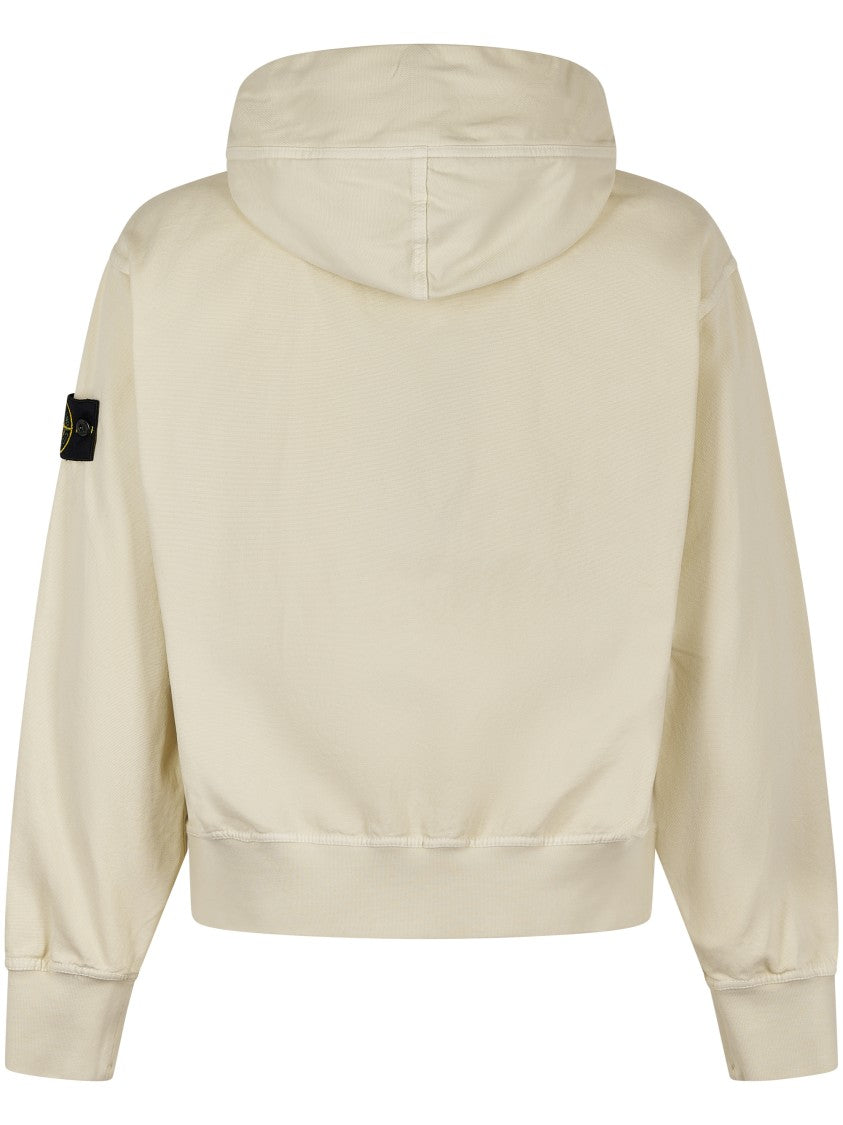 Stone Island Cream Hooded Sweater With Textured Fabric