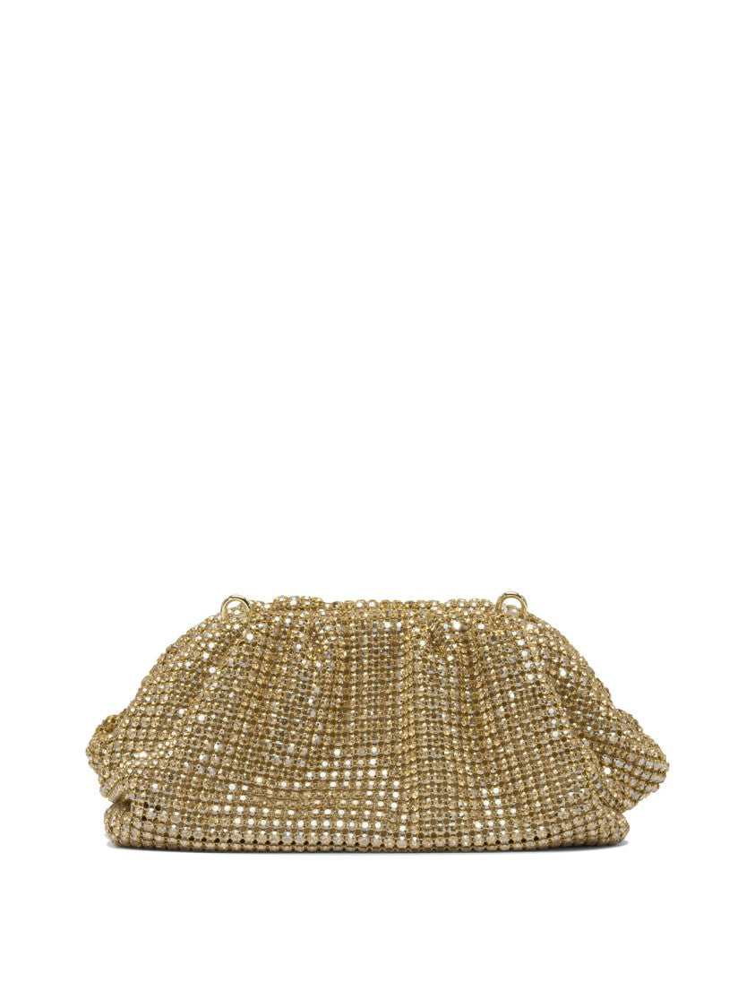 Self-Portrait Gold Chainmail Evening Clutch With Elegant Gathered Design