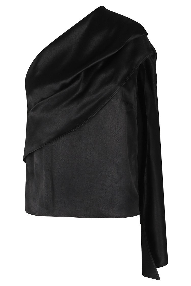 Alberta Ferretti Asymmetrical Draped Viscose Glossy Top