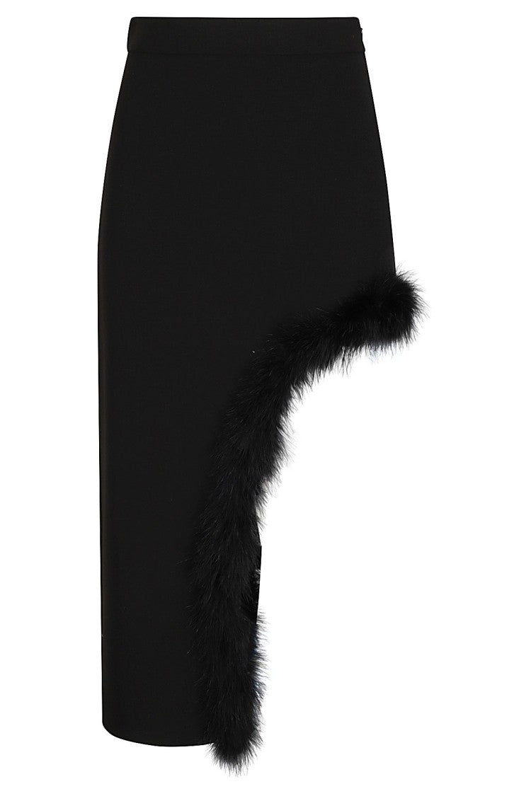Amen High-Waisted Asymmetrical Feathers Skirt