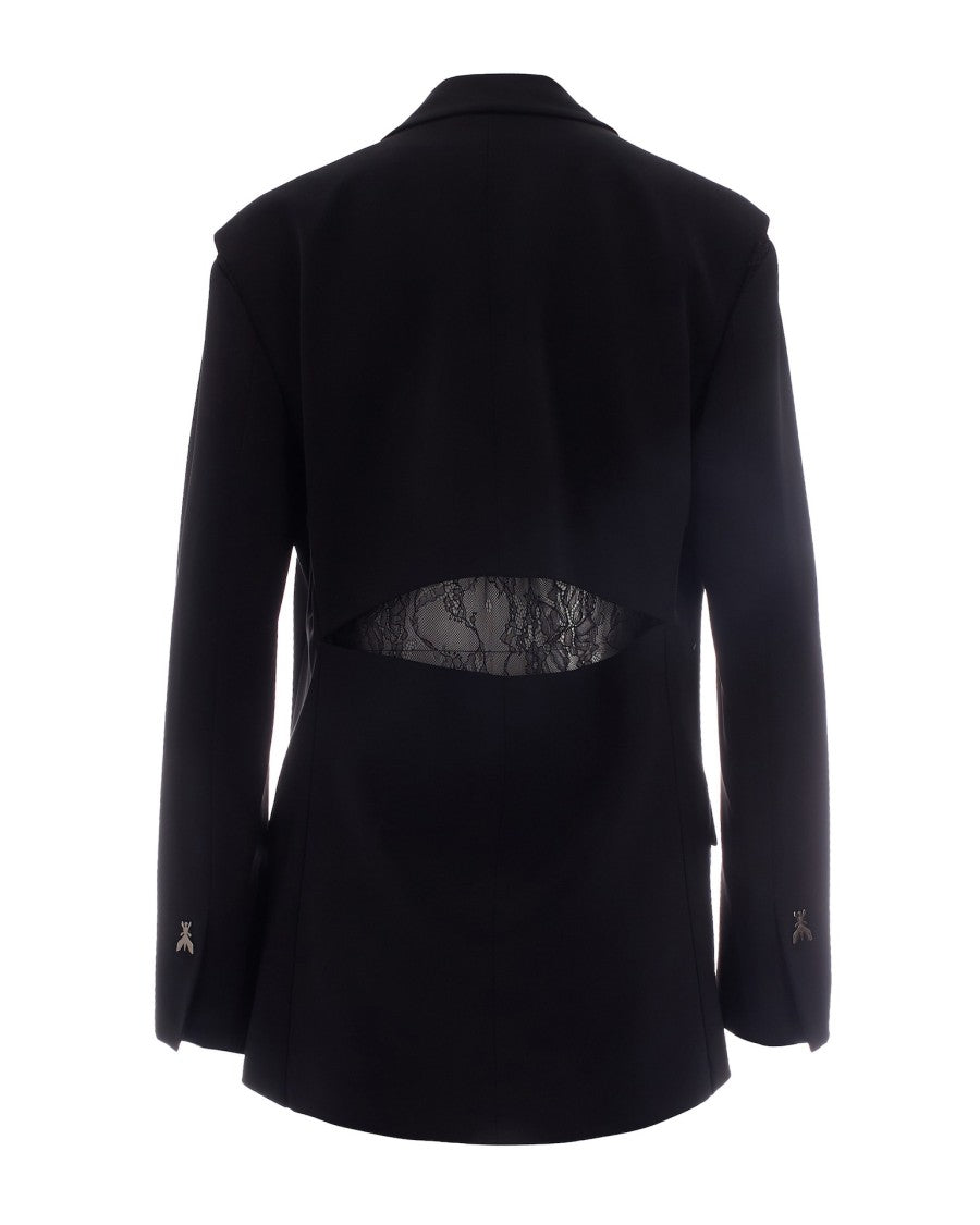 Patrizia Pepe Overfit Blazer In Stretch Crepe With Lace Inserts