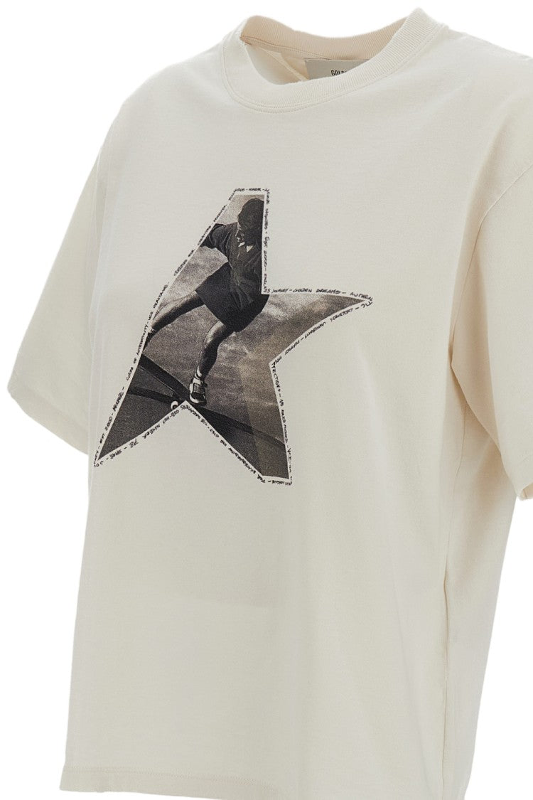 Golden Goose Star Print Oversized T-Shirt In Pure Cotton