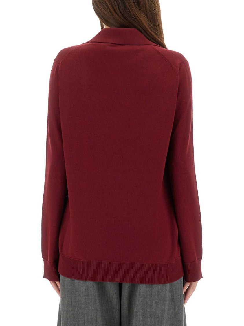 Gucci Ultrafine Wool Deep V-Neck Polo Shirt