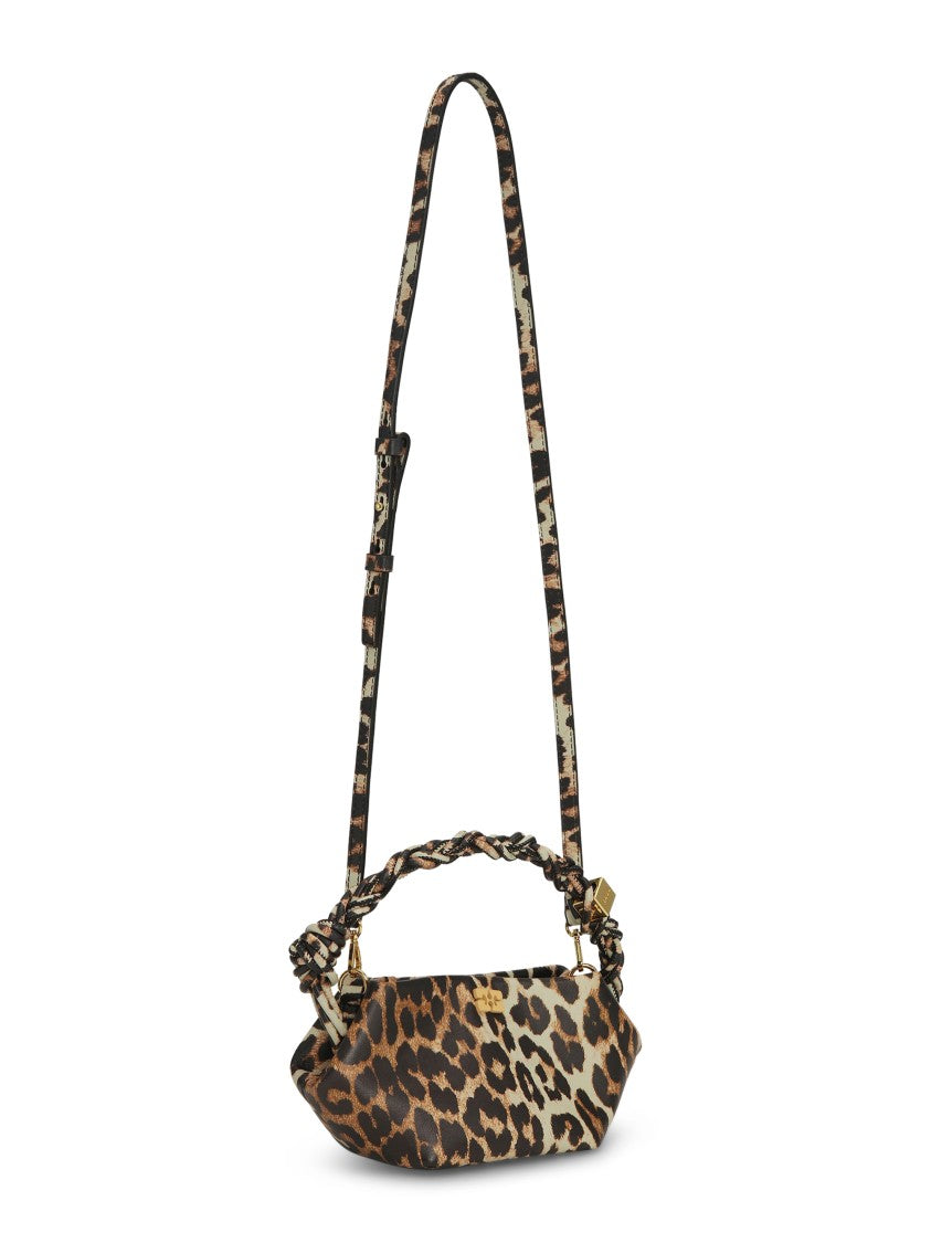 Ganni Mini Leopard Print Bou Bag With Braided Handle